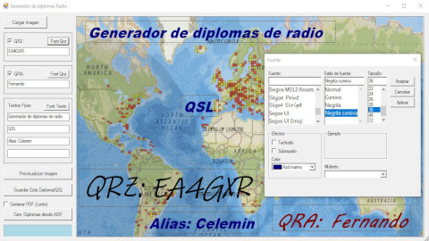 Interfaz Genador diplomas radio